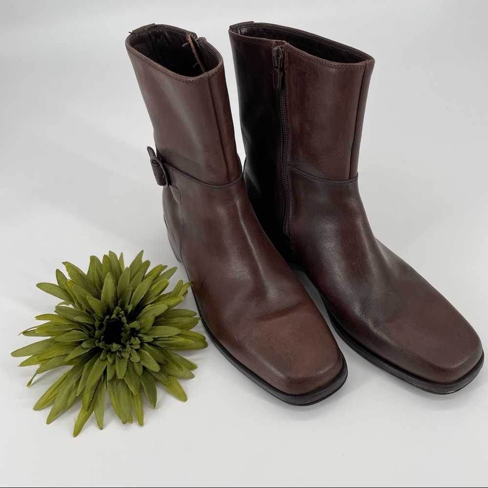 Cole Haan chocolate color zip up booties size 7